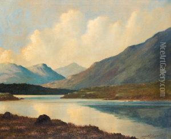 Lake Valley Landscape Oil Painting - Douglas Alexander