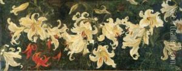 Lilies Oil Painting - Jacobus Van Looy