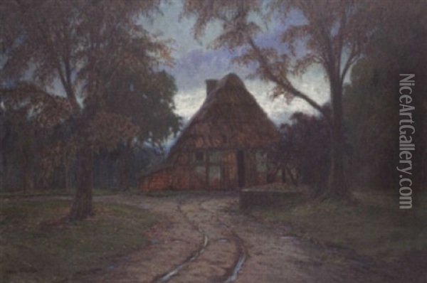 Bauernkate Am Herbstabend Oil Painting - Alexander Kircher
