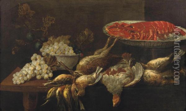 A Lobster Oil Painting - Joannes Fijt