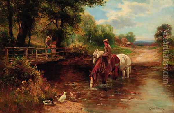 The River Crossing Oil Painting - Ernst Walbourn