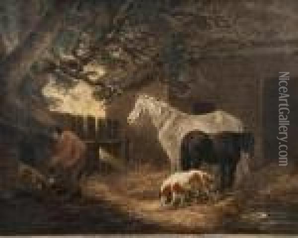 The Farmyard Oil Painting - George Morland