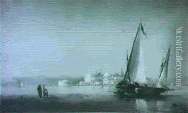 Scene Maritime Oil Painting - Amedee Rosier