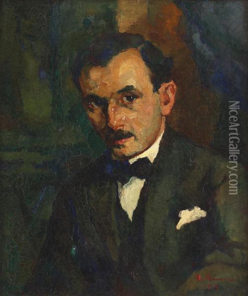 Portretul Sculptorului Mihail Onofrei Oil Painting - Aurel Baesu