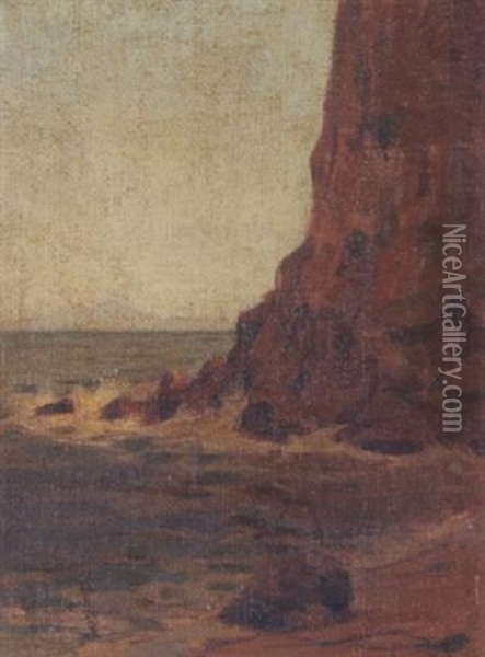 Cliffs By The Sea Oil Painting - Granville S. Redmond