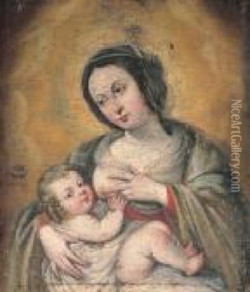 Madonna Col Bambino Oil Painting - Francesco Pacecco De Rosa