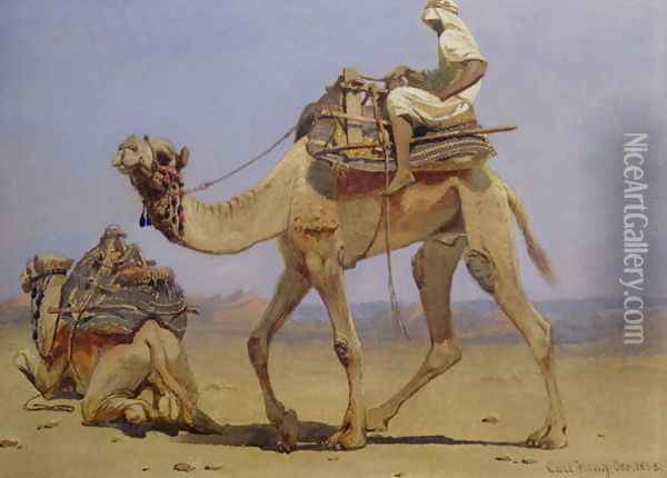 Camel Preparing to Lie Down Oil Painting - Carl Haag