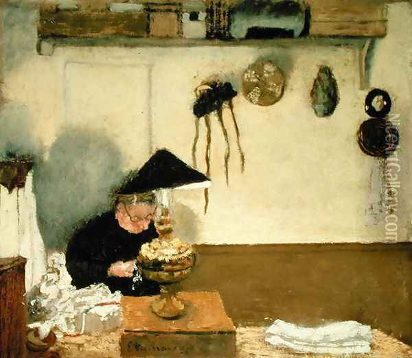 Madame Vuillard Sewing Oil Painting - Jean-Edouard Vuillard