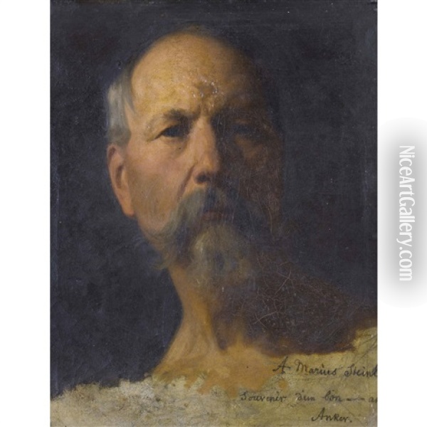 Portrat Marius Steinlen (1826-1866) Oil Painting - Albert Anker
