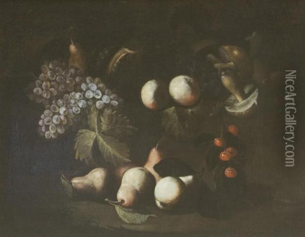 Natura Morta Di Frutta E Funghi Oil Painting - Francesco Antonio Cicalese