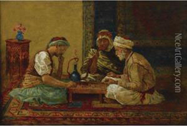 The Game Of Chess Oil Painting - Aloysius C. O'Kelly