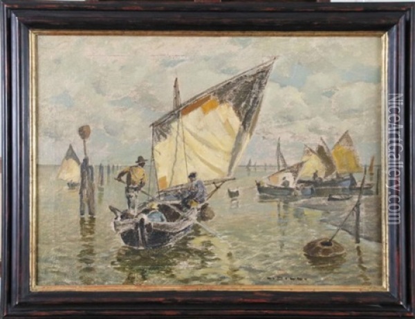 Lodzie W Lagunie Oil Painting - Ludwig Dill