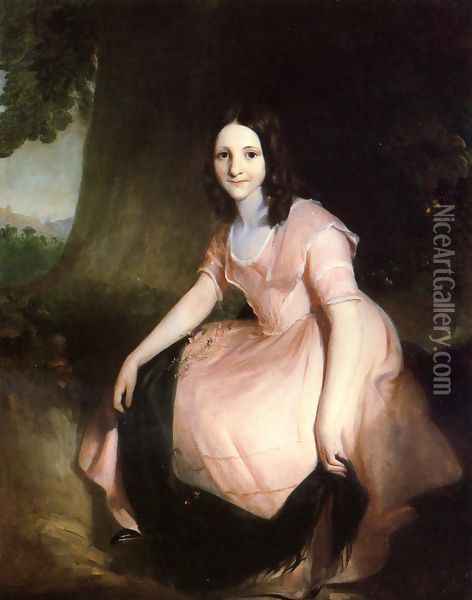 Girl in Pink Oil Painting - Thomas Sully