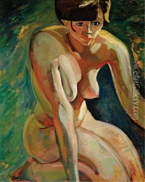 Seated Nude Oil Painting - Pegi Nicol Macleod