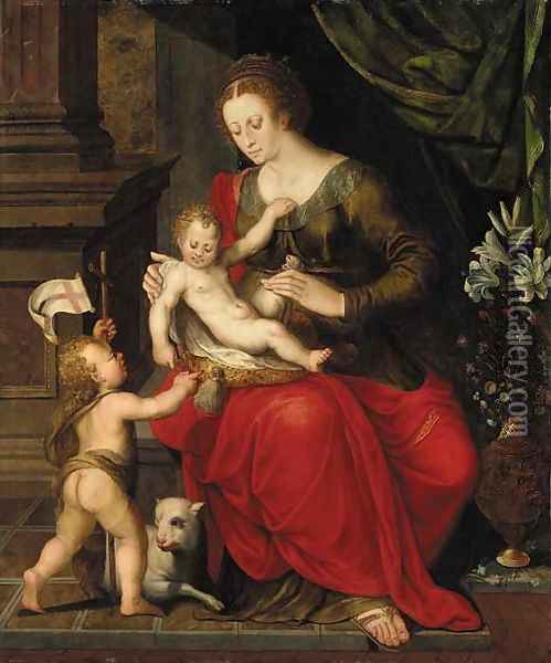 The Virgin and Child with the Infant Saint John the Baptist Oil Painting - Crispin Van Den Broeck