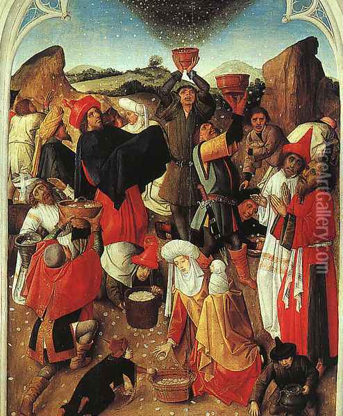 The Gathering of the Manna 1470 Oil Painting - Master of the Manna