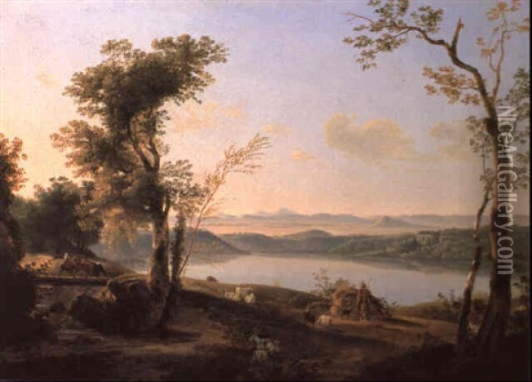 Campi Flegrei With Lago Averno Oil Painting - Anton Sminck Pitloo