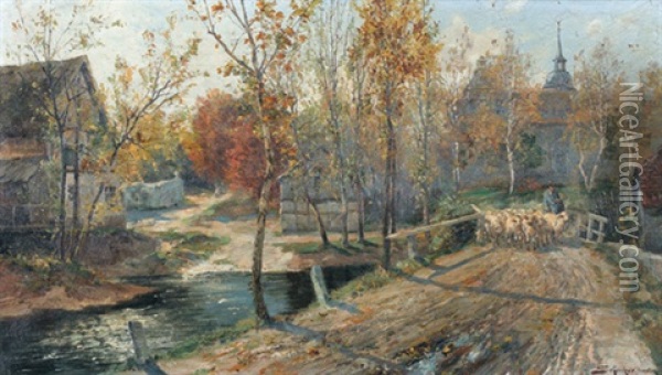 Im Herbst Oil Painting - Jacques Matthias Schenker
