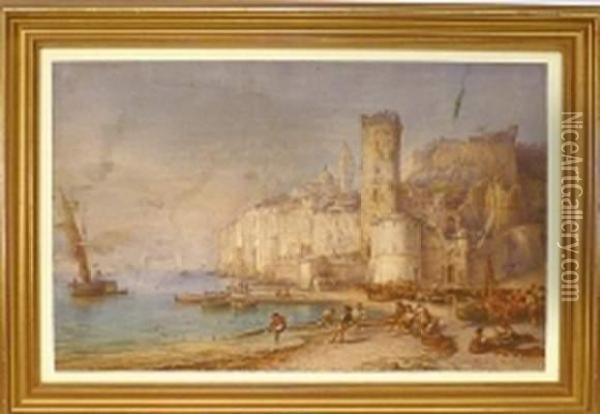 Ville Fortifiee En Bord De Mer Oil Painting - Charlotte, Baronne De Rothschild