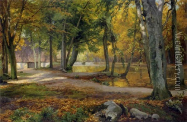 Herbstliche Parklandschaft Oil Painting - Heinrich Boehmer