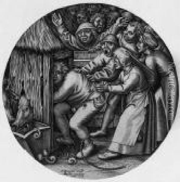 Der Betrunkene Bauer Im Schweinestall Oil Painting - Pieter The Elder Brueghel