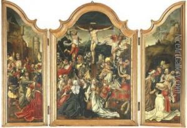 A Triptych Oil Painting - Jan van Dornicke
