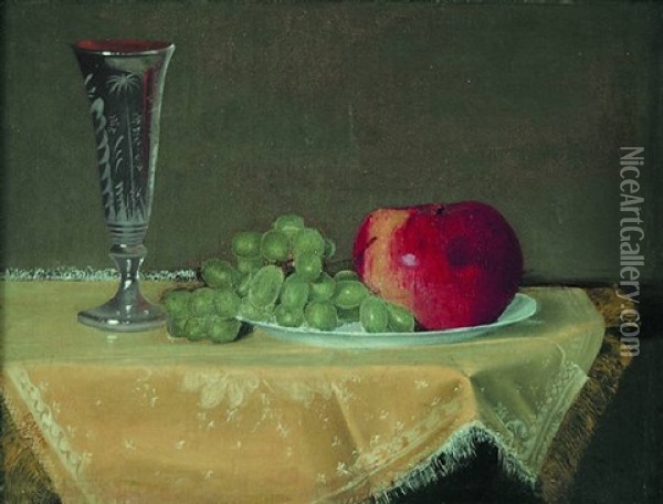 Still Life With Glass And Fruit Oil Painting - Edwin Augustus Moore