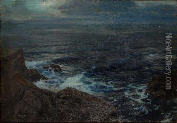 Mer Au Clair De Lune Oil Painting - Willy Hamacher