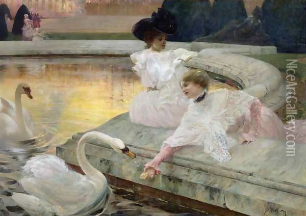 The Swans Oil Painting - Joseph-Marius Avy