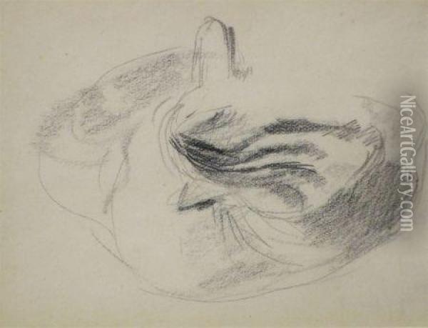 Pencil Drawing, Cat Study , 3 1/2 Oil Painting - Francis Ernest Jackson