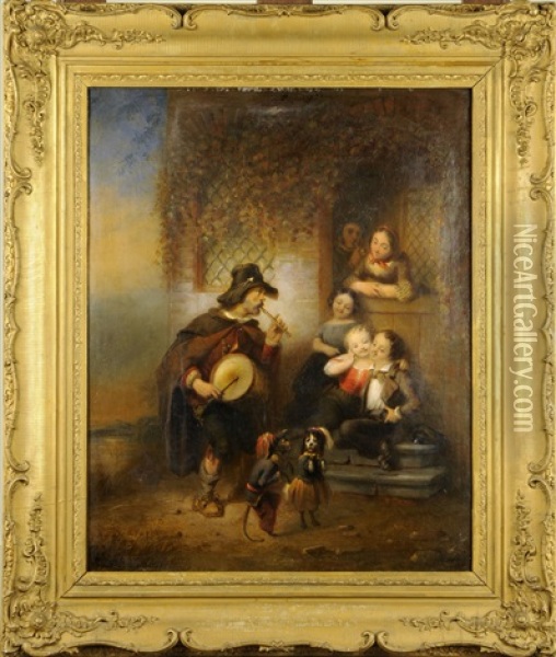 Saltimbanque Au Petit Singe Oil Painting - Ferdinand de Braekeleer the Elder