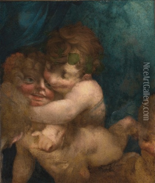Putti Embracing Oil Painting -  Rosso Fiorentino (Giovanni Battista di Jacopo)