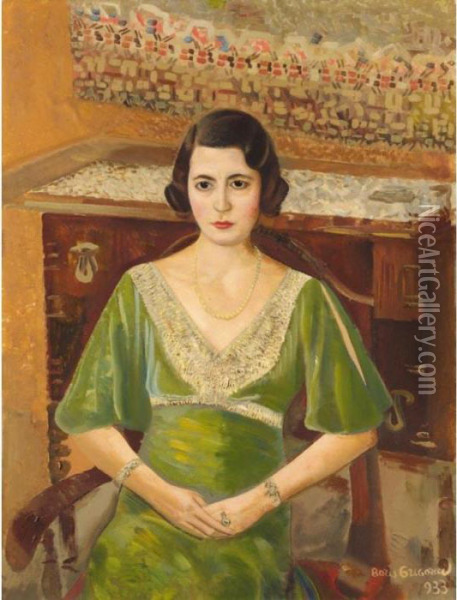 Portrait Of A Lady Oil Painting - Boris Dimitrevich Grigoriev