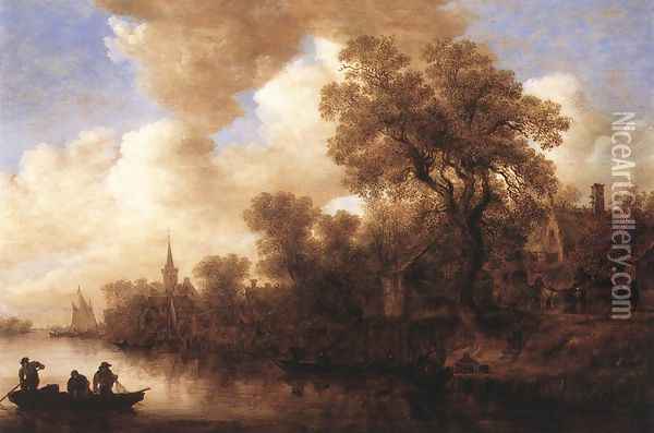River Scene 1652 Oil Painting - Jan van Goyen