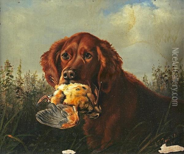 Good Dog Retrieving Fowl Oil Painting - Arthur Fitzwilliam Tait