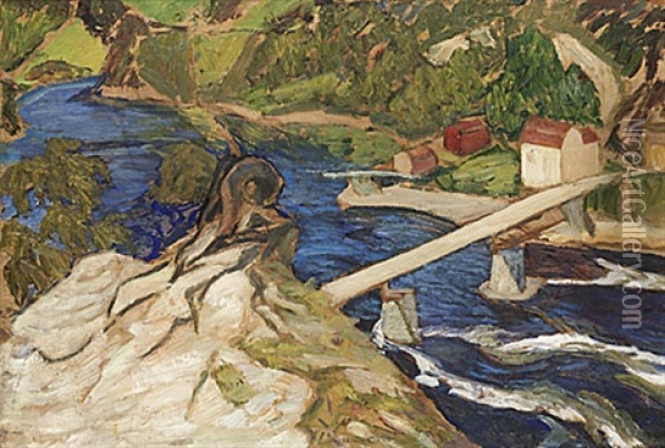 Vid Nipornas Strand Oil Painting - Helmer Osslund