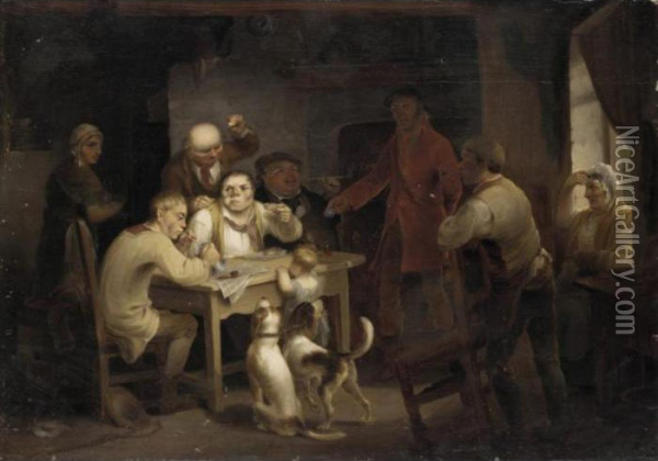 The Animated Tavern Oil Painting - Sir David Wilkie
