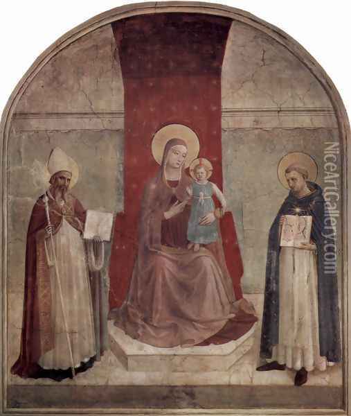 Madonna throne with St. Dominic and St. Zenobius Oil Painting - Angelico Fra