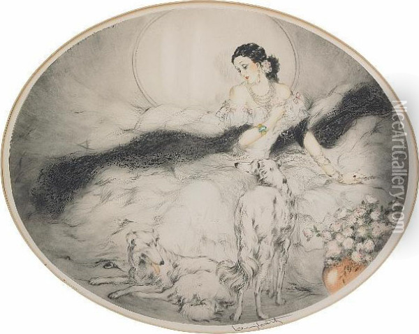 Lady Of The Camelias Oil Painting - Louis Icart
