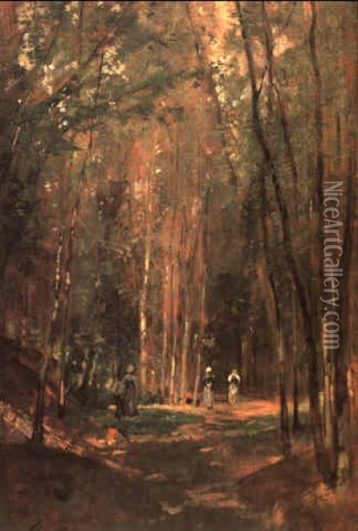 Spaziergang Im Birkenwald Oil Painting - Emil Jacob Schindler