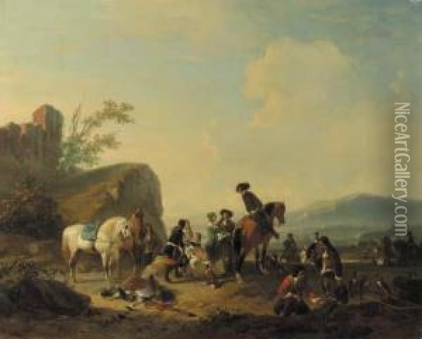 The Falconry Oil Painting - Jozef Jodocus Moerenhout