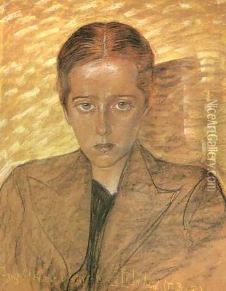 Portrait of a Young Woman Oil Painting - Stanislaw Ignacy Witkiewicz (Witkacy)