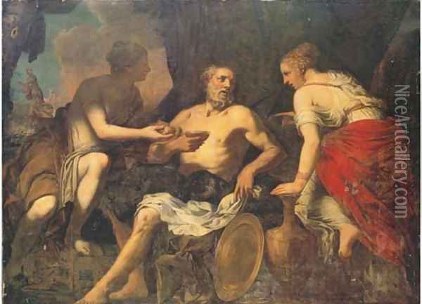 Lot and his Daughters Oil Painting - Venetian School