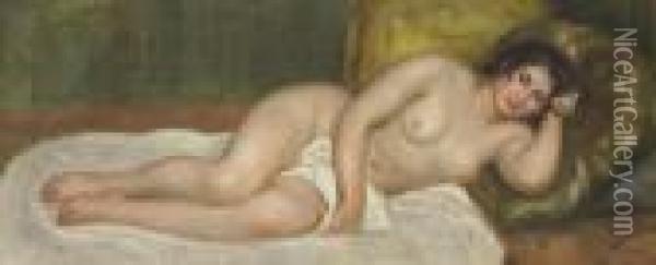 Femme Nue Couchee, Gabrielle Oil Painting - Pierre Auguste Renoir