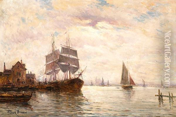 A Tranquil Harbor Scene Oil Painting - Frank Myers Boggs