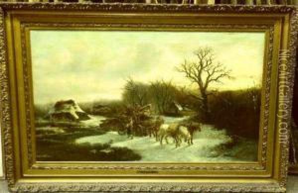 The Timber Wagon - Winter Oil Painting - Alexis de Leeuw