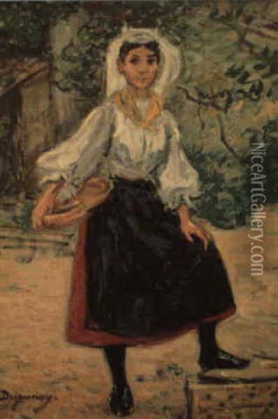 Jeune Femme Des Sables-d'olonne Oil Painting - Emile Alfred Dezaunay