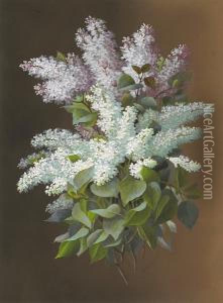 Still Life Of Lilacs Oil Painting - Raoul Maucherat de Longpre