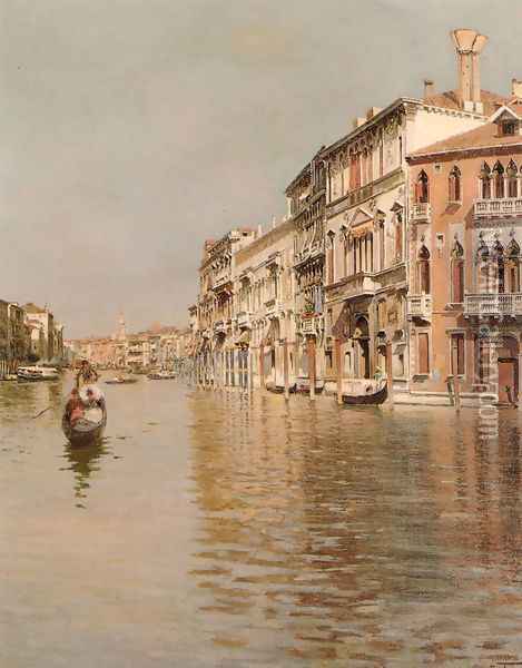 On The Grand Canal Oil Painting - Raffaele Tafuri