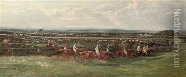 Tattenham Corner, The Derby Oil Painting - Allen Culpepper Sealy